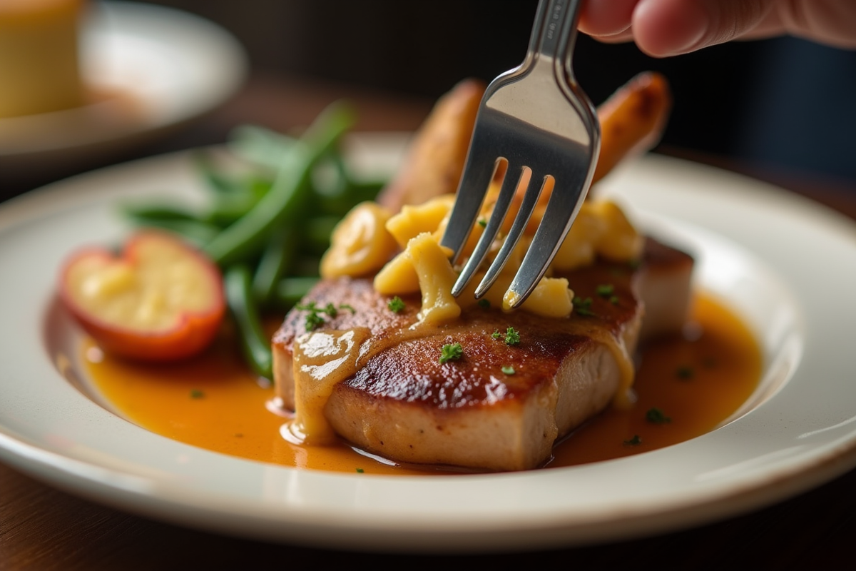 Partie d agneau à la moutarde avec pommes de terre et haricots verts