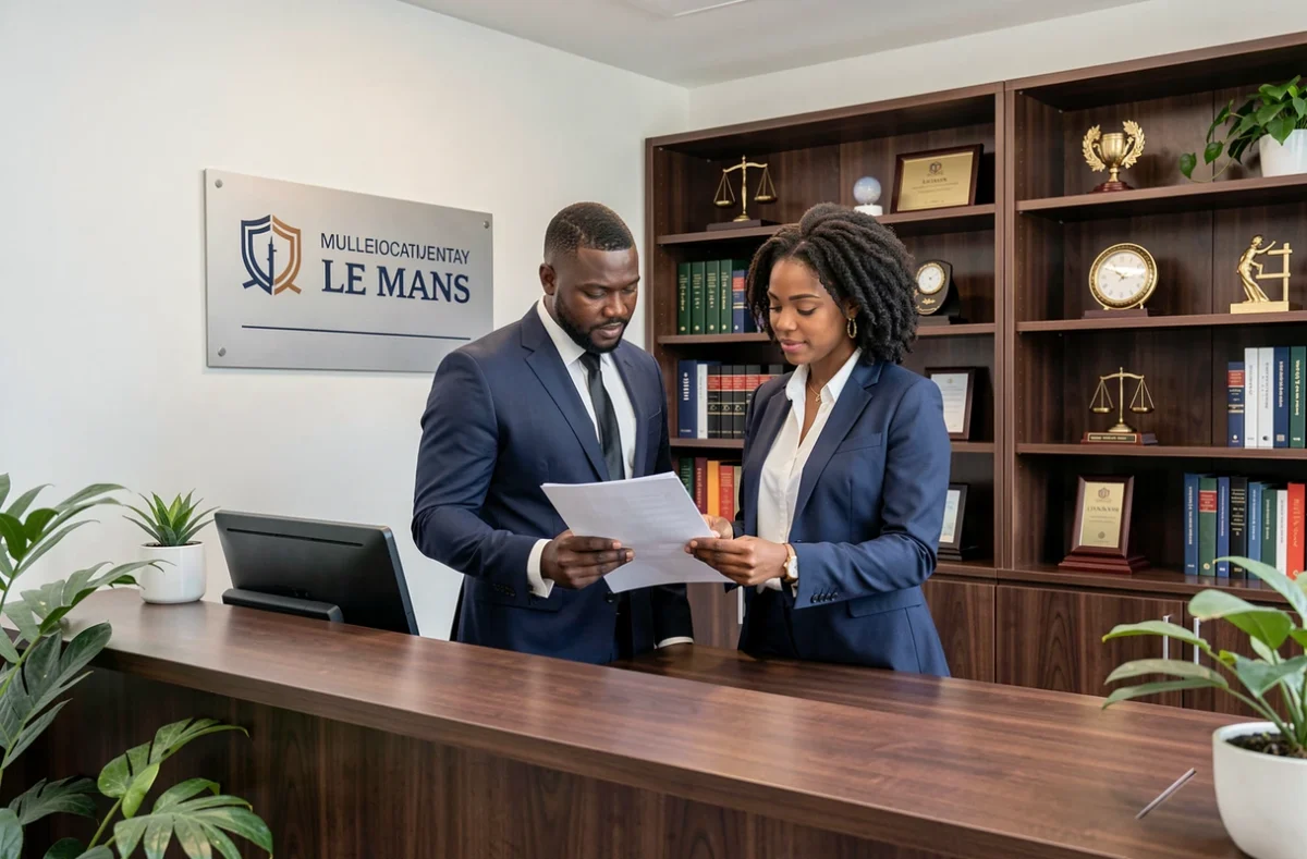 Cabinet Bengono Avocats au Mans, équipe pluridisciplinaire spécialisée notamment en droit des étrangers, dans leur espace de réception