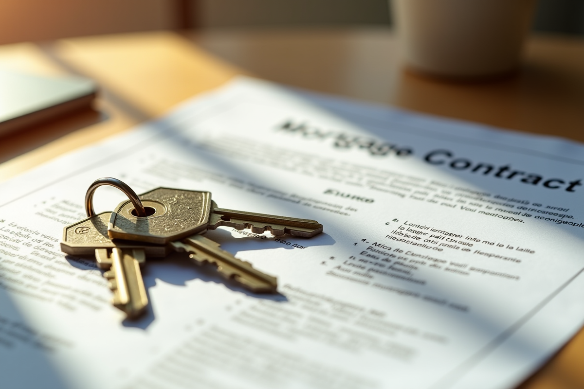 Jeux de clés et contrat de prêt immobilier en France en gros plan