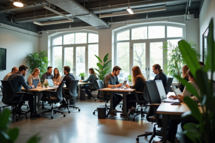 Espace de bureau moderne ouvert avec jeunes professionnels