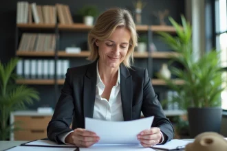 Femme d affaires confiante dans son bureau moderne