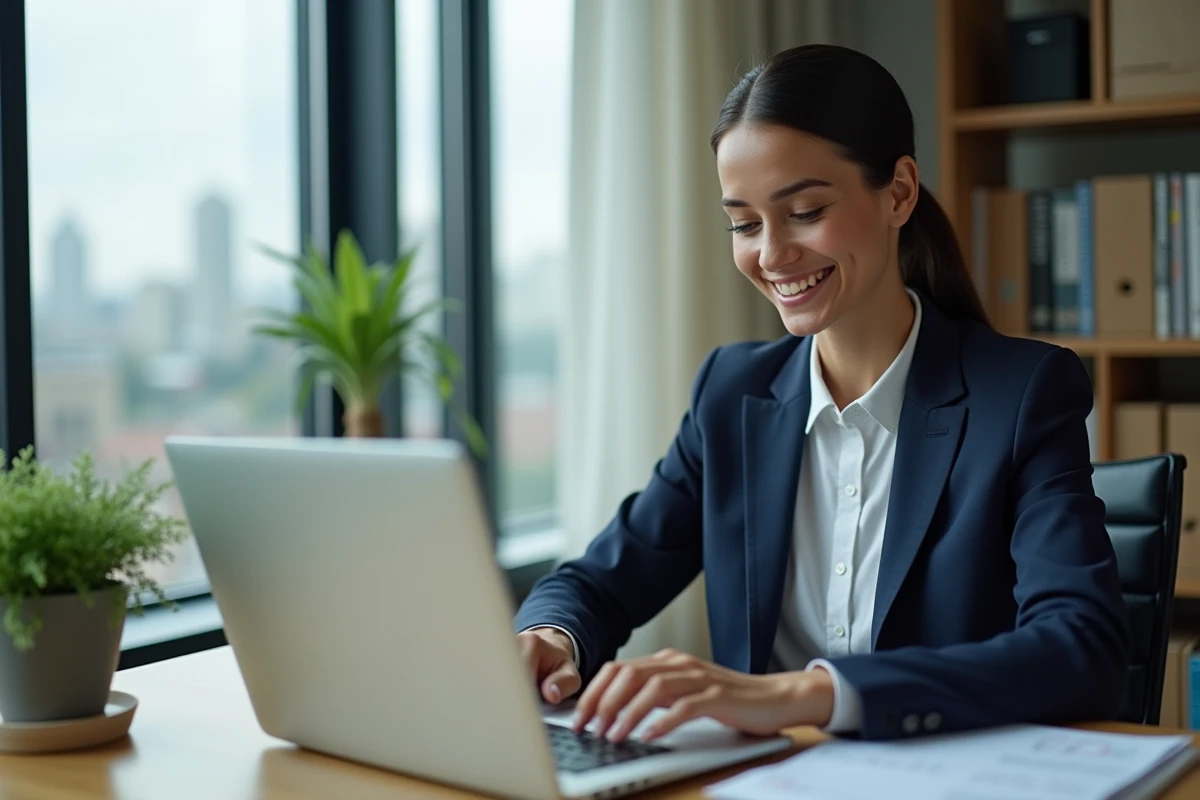 Jeune femme d affaires remplissant un formulaire