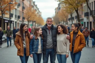 Groupe diversifié de personnes dans la rue urbaine en journée
