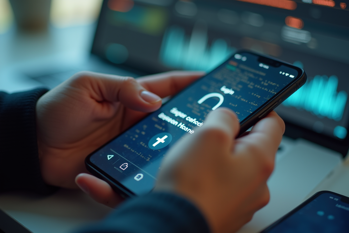 Mains utilisant un smartphone pour résoudre un problème de connexion