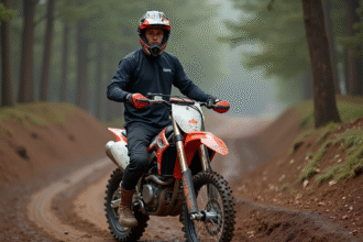 Jeune homme en équipement motocross avec moto 125cc 2025