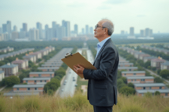 Urbaniste observant l expansion urbaine et les lotissements